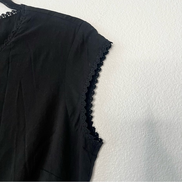 Reformation Black Organic Cotton Button Down Midi Dress Size 8 Whimsigoth Chic - Picture 5 of 10